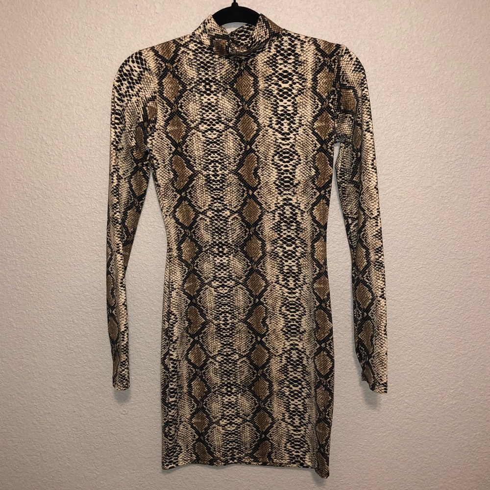 snake print body con dress